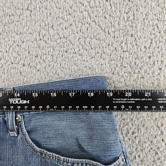 Levis 514 Denim Shorts Womens 38 Blue Distressed Cut Off Raw Hem Classic Jean - Picture 8 of 16